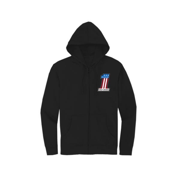 HARLEY-DAVIDSON MENS 1 RACE GRAPHIC ZIP FRONT HOODIE