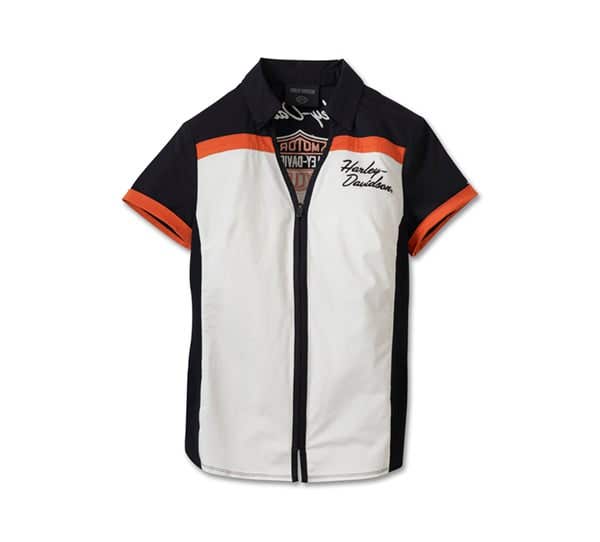 HARLEY-DAVIDSON WOMENS ELEMENTAL BAR & SHIELD ZIP FRONT SHIRT