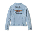 HARLEY-DAVIDSON WOMENS SILVER WING STRETCH DENIM JACKET
