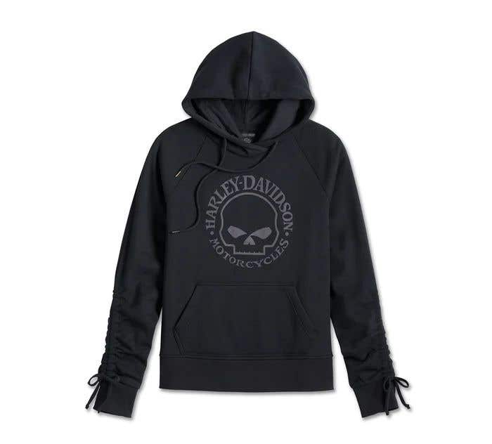 HARLEY-DAVIDSON WOMENS WILLIE G   SKULL TIE SLEEVE HOODIE