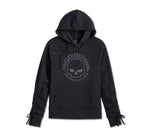 HARLEY-DAVIDSON WOMENS WILLIE G   SKULL TIE SLEEVE HOODIE