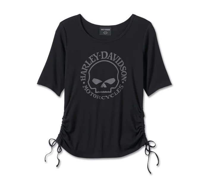 HARLEY-DAVIDSON WOMENS WILLIE G   SKULL TIE KNIT TOP