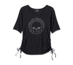 HARLEY-DAVIDSON WOMENS WILLIE G   SKULL TIE KNIT TOP