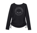 HARLEY-DAVIDSON WOMENS WILLIE G   SKULL TIE NOTCH NECK KNIT TOP