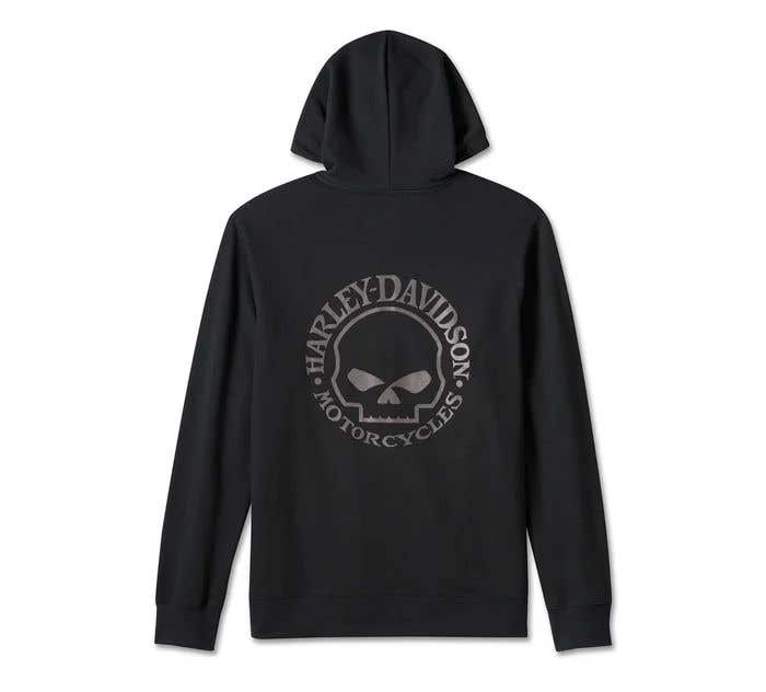 HARLEY-DAVIDSON MENS WILLIE G   SKULL ZIP-UP HOODIE