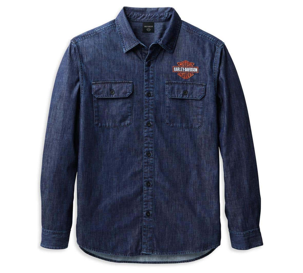 HARLEY-DAVIDSON MENS BAR & SHIELD DENIM SHIRT