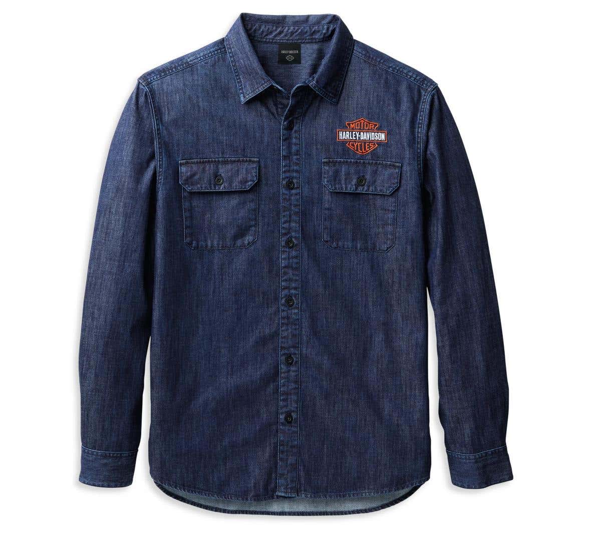 HARLEY-DAVIDSON MENS BAR & SHIELD DENIM SHIRT