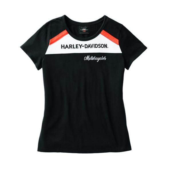 HARLEY-DAVIDSON WOMENS ACCELERATE STRIPE KNIT TOP COLORBLOCKED