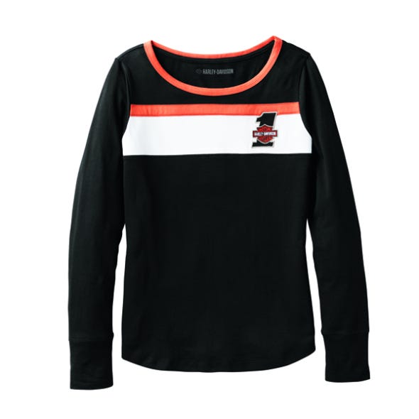HARLEY-DAVIDSON WOMENS FULL-SPEED KNIT TOP COLORBLOCKED