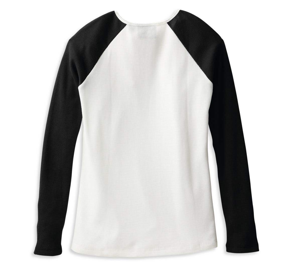 HARLEY-DAVIDSON WOMENS HALLMARK THERMAL KNIT TOP - COLORBLOCKED