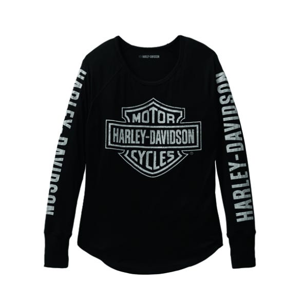 HARLEY-DAVIDSON WOMENS AUTHENTIC BAR & SHIELD RIB-KNIT TOP BEAUTY