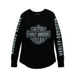 HARLEY-DAVIDSON WOMENS AUTHENTIC BAR & SHIELD RIB-KNIT TOP BEAUTY