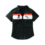 HARLEY-DAVIDSON WOMENS CREW STRIPE ZIP FRONT SHIRT COLORBLOCKED