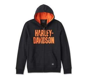 HARLEY-DAVIDSON MENS BAR FONT ZIP-UP HOODIE