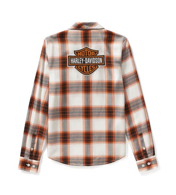 HARLEY-DAVIDSON WOMENS ESSENTIAL B&S WOVEN PLAID LONG SLEEVE