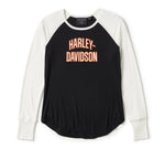 HARLEY-DAVIDSON WOMENS ESENTIAL ARCHED FONT LONG SLEEVE RAGLAN