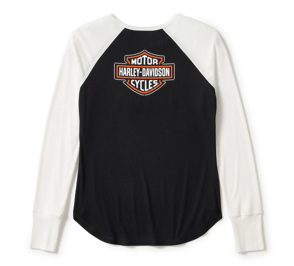 Harley-Davidson WOMENS ESENTIAL ARCHED FONT LONG SLEEVE RAGLAN