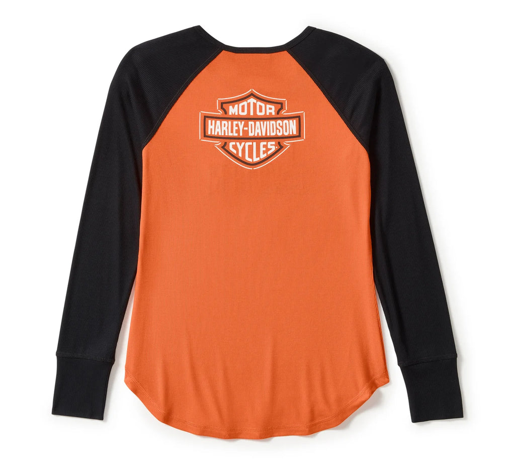 Harley-Davidson WOMENS ESSENTIAL ARCHED FONT LONG SLEEVE RAGLAN