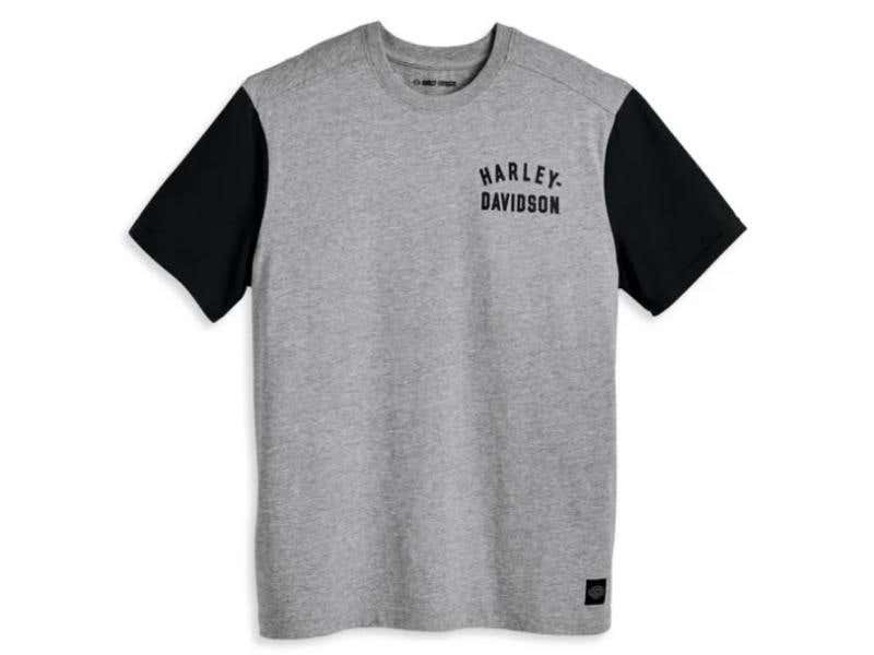 HARLEY-DAVIDSON MENS MENS STAPLE COLORBLOCK TEE - COLORBLOCKED - HEATHER GREY