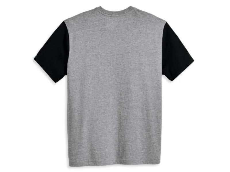 HARLEY-DAVIDSON MENS MENS STAPLE COLORBLOCK TEE - COLORBLOCKED - HEATHER GREY