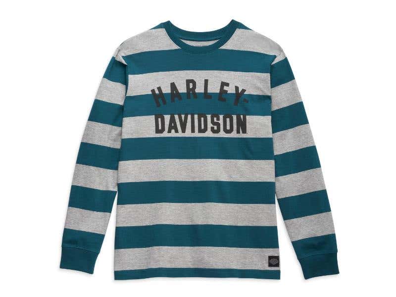 HARLEY-DAVIDSON MENS MENS STAPLE STRIPED TEE - STRIPE DEEP TEAL