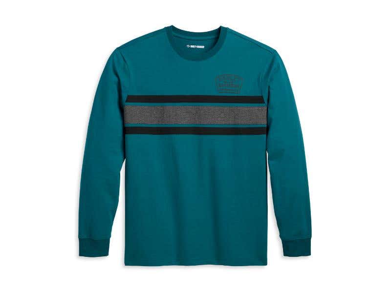 HARLEY-DAVIDSON MENS MENS BAR & SHIELD APPRENTICE TEE - COLORBLOCKED - DEEP TEAL