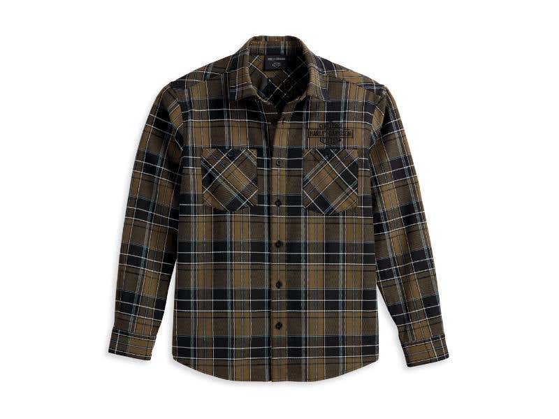 HARLEY-DAVIDSON MENS MENS STAPLE SHIRT - OLIVE PLAID