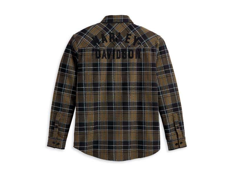 HARLEY-DAVIDSON MENS MENS STAPLE SHIRT - OLIVE PLAID