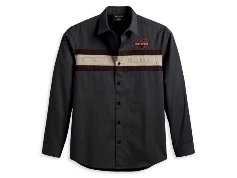 HARLEY-DAVIDSON MENS HARLEY-DAVIDSON MENS PERFORMANCE COLORBLOCKED WOVEN SHIRT