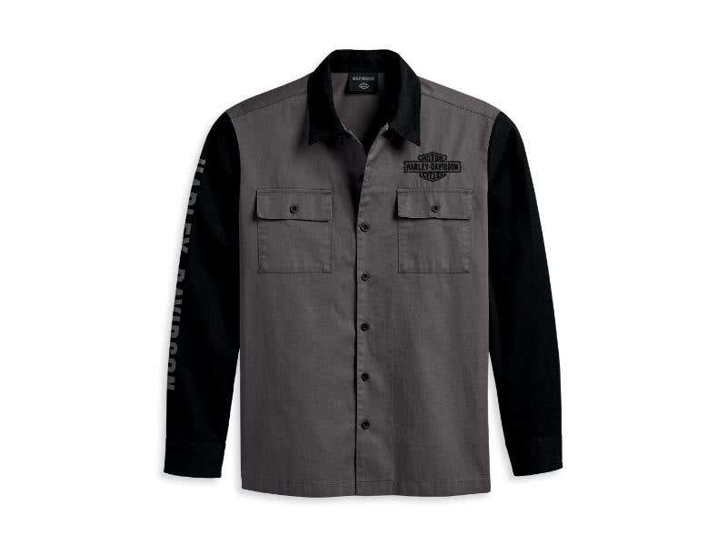 HARLEY-DAVIDSON MENS MENS MECHANIC SHIRT - COLORBLOCKED - BLACKENED PEARL