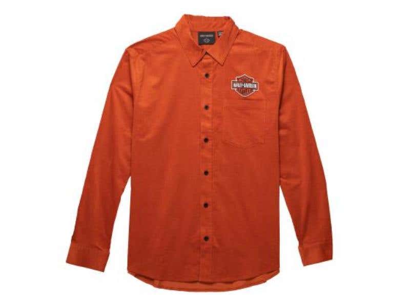 HARLEY-DAVIDSON MENS BAR & SHIELD CORDUROY - ORANGE