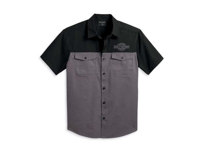 HARLEY-DAVIDSON MENS MENS STAPLE COLORBLOCK SHIRT - COLORBLOCKED - BLACKENED PEARL