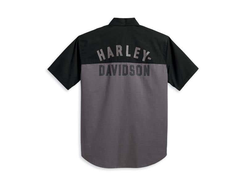 HARLEY-DAVIDSON MENS MENS STAPLE COLORBLOCK SHIRT - COLORBLOCKED - BLACKENED PEARL