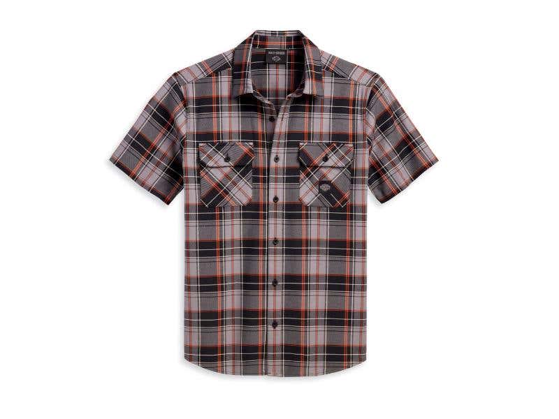 HARLEY-DAVIDSON MENS MENS WRENCH CREW PLAID SHIRT - GREY PLAID