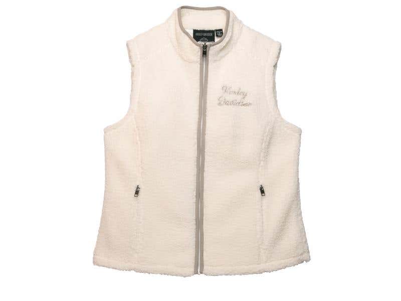 HARLEY-DAVIDSON WOMENS WOMENS SHIFT GEARS SHERPA VEST - CLOUD DANCER