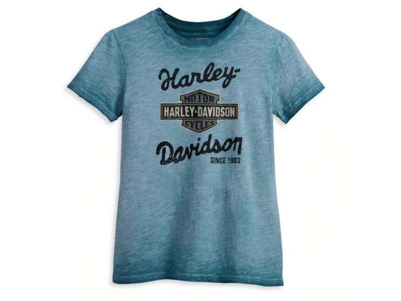 HARLEY-DAVIDSON WOMENS WOMENS TREAD SETTER TEE - BLUE