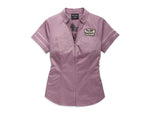HARLEY-DAVIDSON WOMENS WOMENS ARTISAN ZIP FRONT SHIRT - DUSKY ORCHID