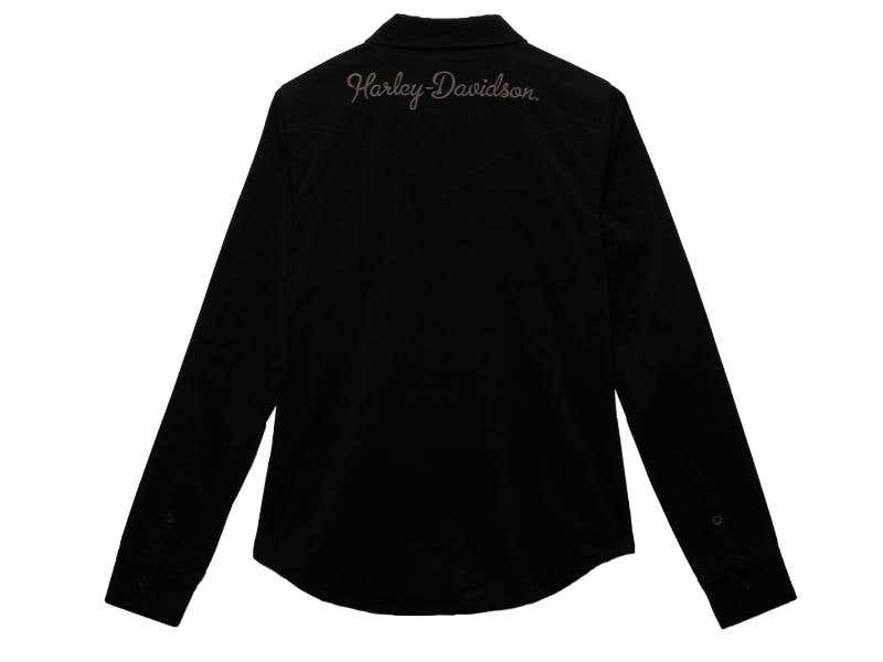 HARLEY-DAVIDSON WOMENS WOMENS THRILL SEEKER CORDUROY SHIRT - BLACK BEAUTY