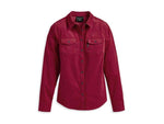 HARLEY-DAVIDSON WOMENS WOMENS THRILL SEEKER CORDUROY SHIRT - TIBETAN RED