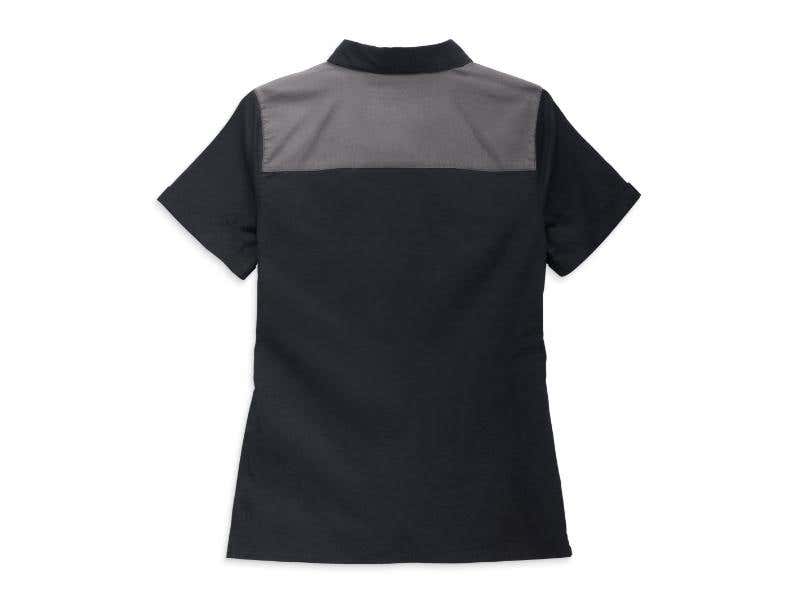 HARLEY-DAVIDSON WOMENS WOMENS MODERN MECHANIC COLORBLOCK SHIRT - COLORBLOCKED - BLACK BEAUTY