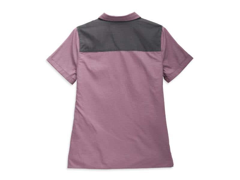 HARLEY-DAVIDSON WOMENS WOMENS MODERN MECHANIC COLORBLOCK SHIRT - COLORBLOCKED - DUSKY ORCHID