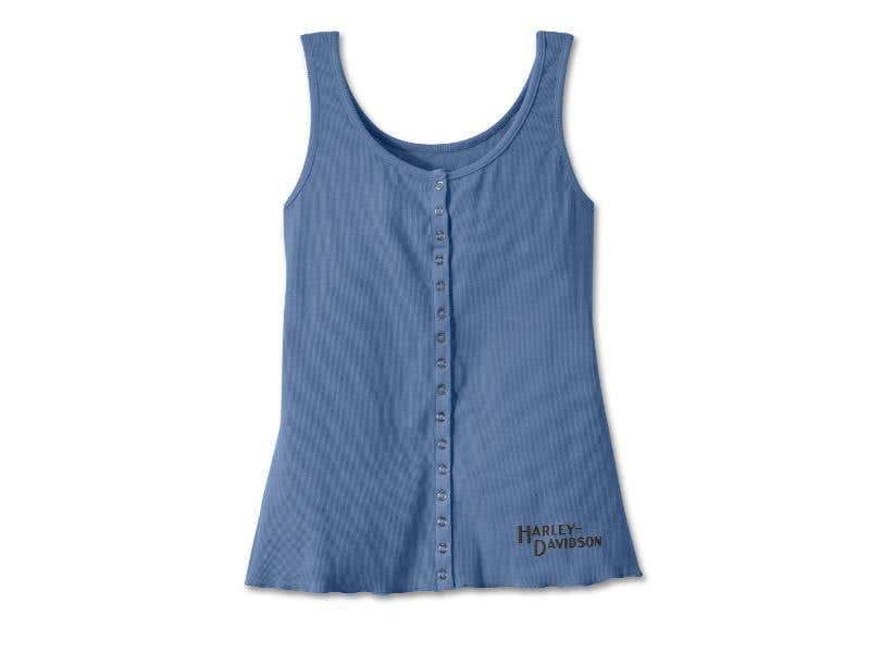HARLEY-DAVIDSON WOMENS WOMENS HOMETOWN BAR & SHIELD FASHION TANK - COLONY BLUE