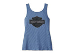 HARLEY-DAVIDSON WOMENS WOMENS HOMETOWN BAR & SHIELD FASHION TANK - COLONY BLUE