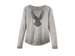 HARLEY-DAVIDSON WOMENS WOMENS THROTTLE LACE-UP KNIT TOP - BLACK BEAUTY