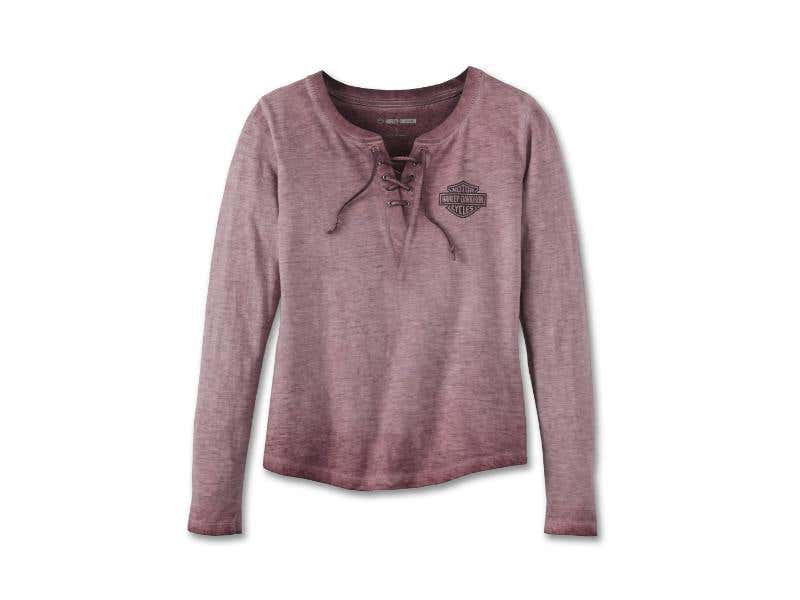 HARLEY-DAVIDSON WOMENS WOMENS THROTTLE LACE-UP KNIT TOP - GRAPE SHAKE