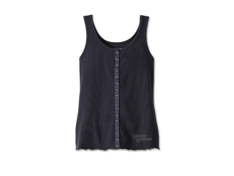 HARLEY-DAVIDSON WOMENS WOMENS HOMETOWN BAR & SHIELD FASHION TANK - BLACK BEAUTY