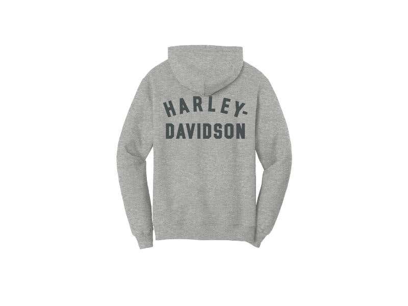 HARLEY-DAVIDSON WOMENS WOMENS SPECIAL RACER FONT ZIP FRONT HOODIE - LIGHT GREY HEATHER