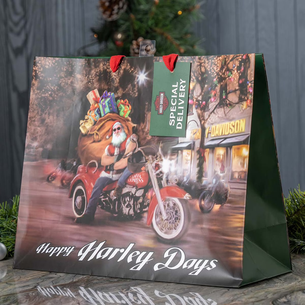Harley-Davidson Biker Santa Gift Bag – Large Christmas Gift Bag