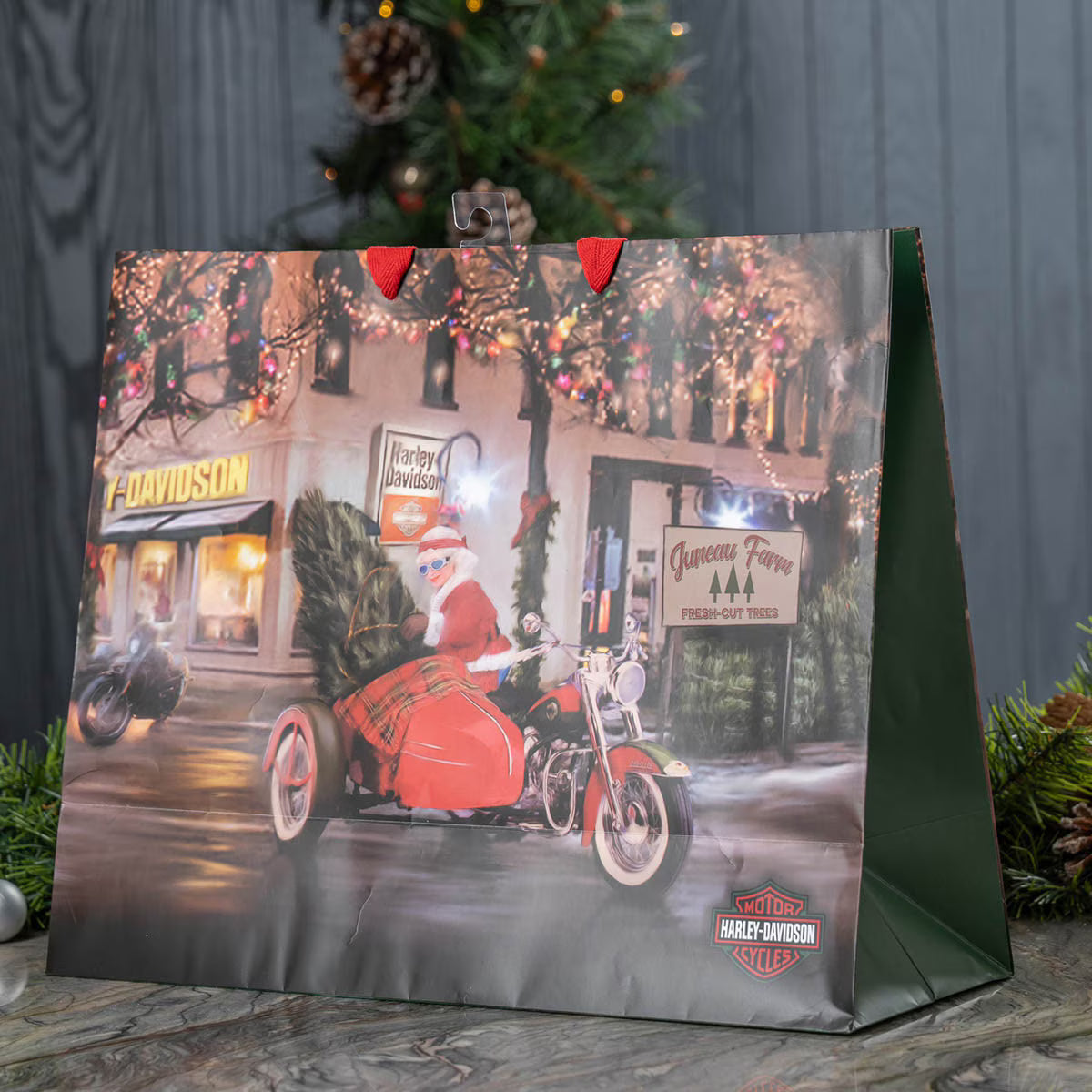 Harley-Davidson Biker Santa Gift Bag – Large Christmas Gift Bag