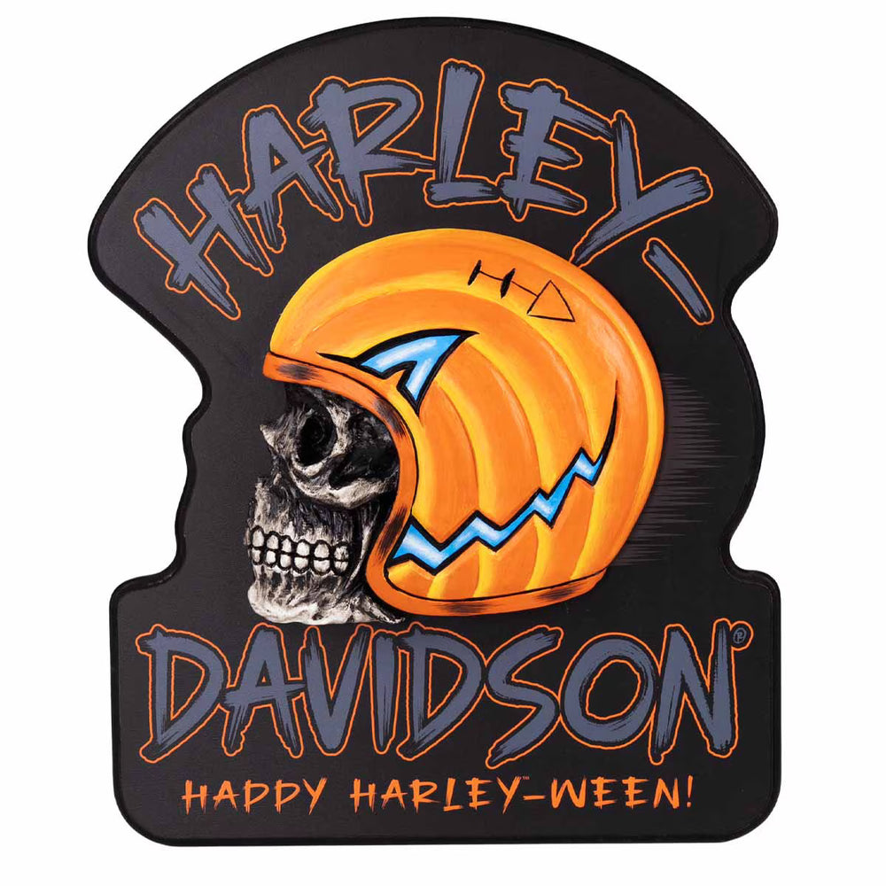 Harley-Davidson® Skull Pub Sign – Pumpkin Helmet Edition